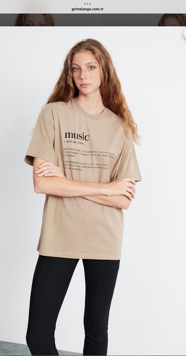 Grimelange Bej Baskılı Pamuk Tişört - Görsel 2