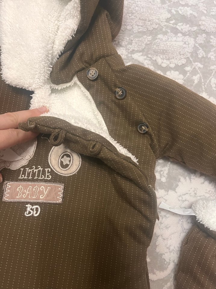 Zara Kahverengi Kürklü Bebek Erkek Tulumu astronot mont - Görsel 2