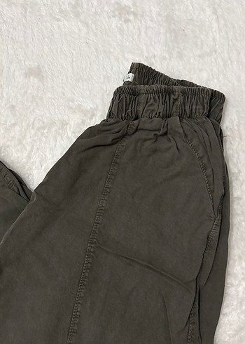 Salaş Kesim Kahverengi Keten Kadın Pantolon - Görsel 2