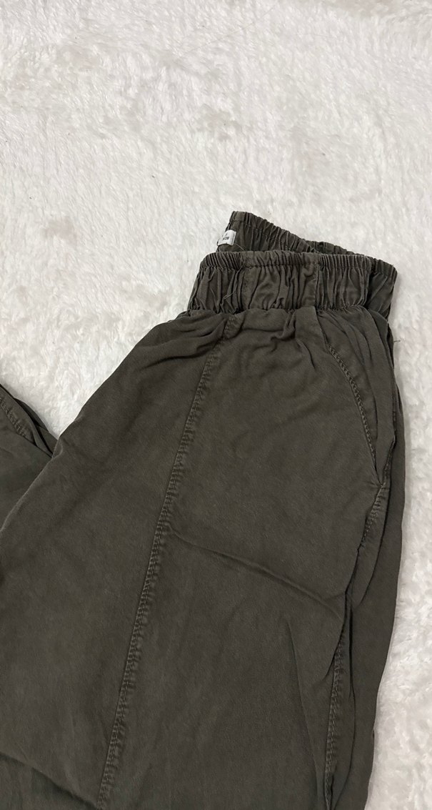 Salaş Kesim Kahverengi Keten Kadın Pantolon - Görsel 2