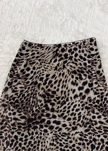 Kahverengi Leopar Desenli Uzun Etek - Görsel 2