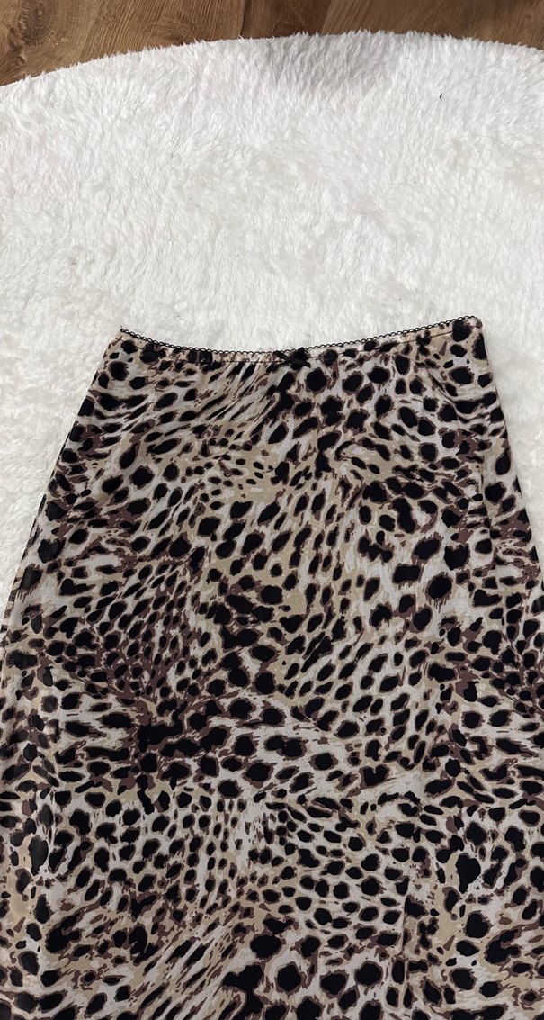 Kahverengi Leopar Desenli Uzun Etek - Görsel 2