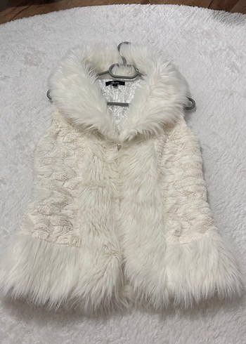 Beyaz Kürklü Bohem Kadın Yelek - Görsel 2