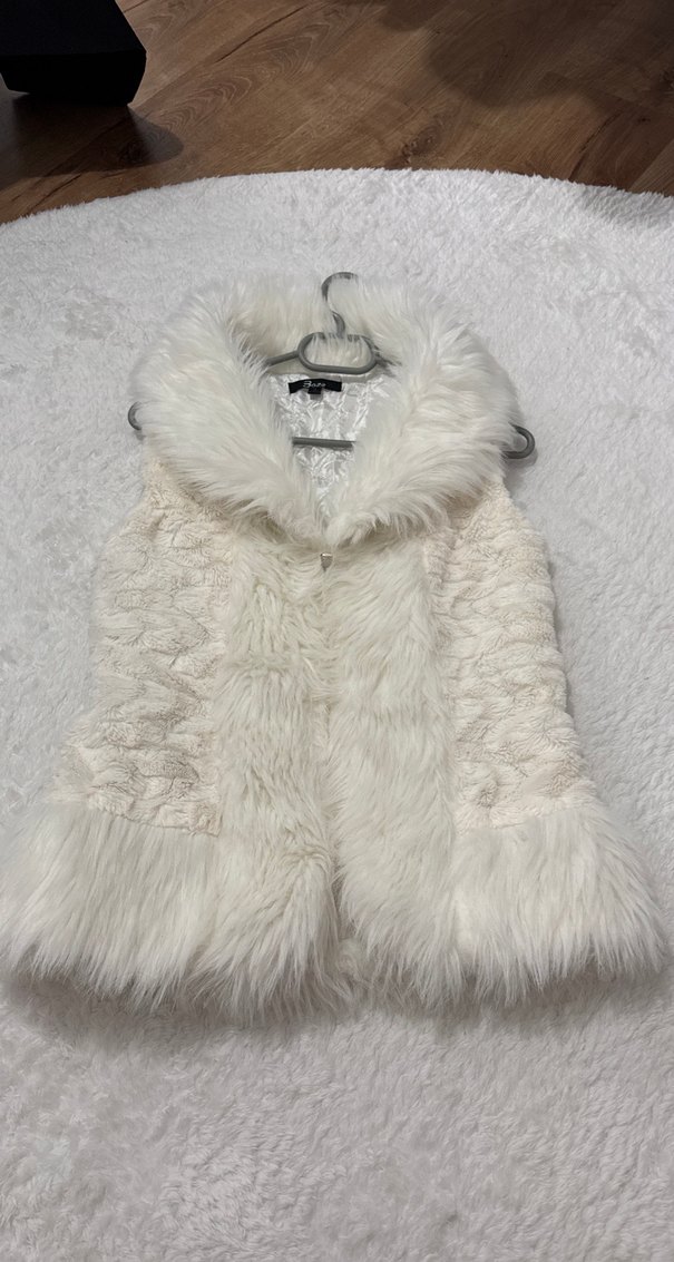 Beyaz Kürklü Bohem Kadın Yelek - Görsel 2