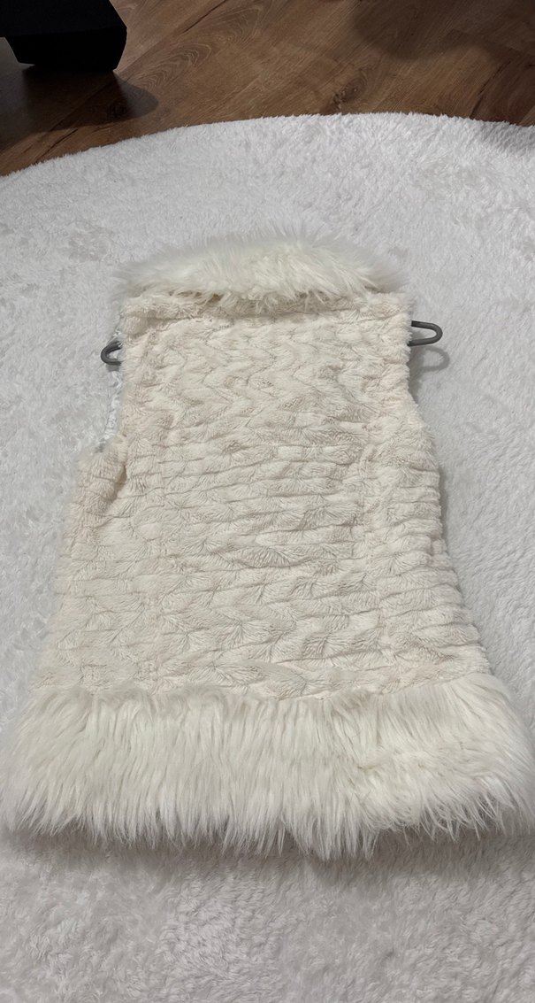 Beyaz Kürklü Bohem Kadın Yelek - Görsel 3