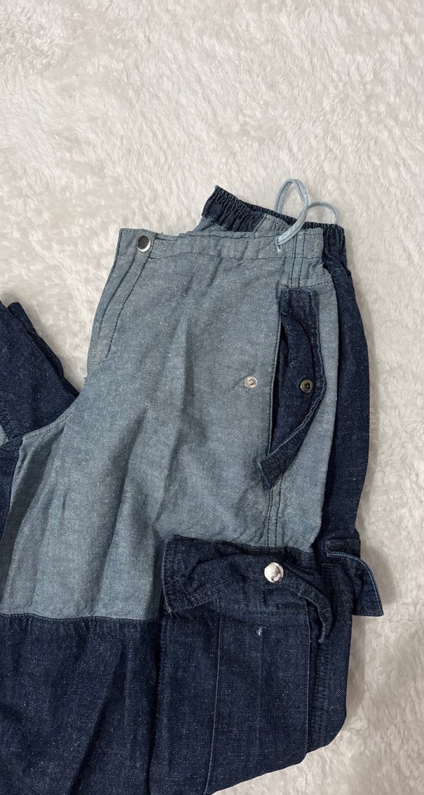 Gri Lacivert Bol Kesim Kot Pantolon - Görsel 2