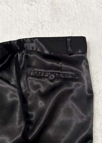 Siyah Saten Midi Kadın Pantolon - Görsel 2