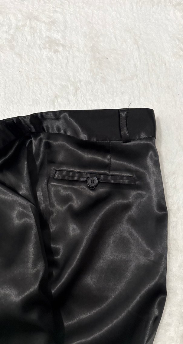 Siyah Saten Midi Kadın Pantolon - Görsel 2