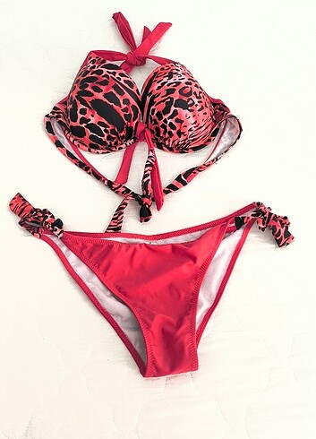 Pembe Leoparlı Bikini