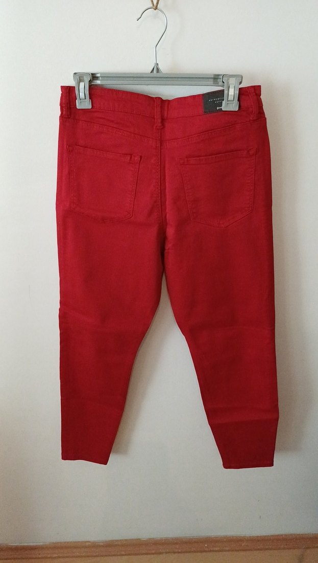 Kırmızı Midi Kadın Kumaş Pantolon - Görsel 2