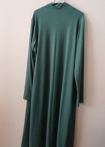 Uzun Kollu Yeşil Salaş Kadın Hırka - Görsel 2