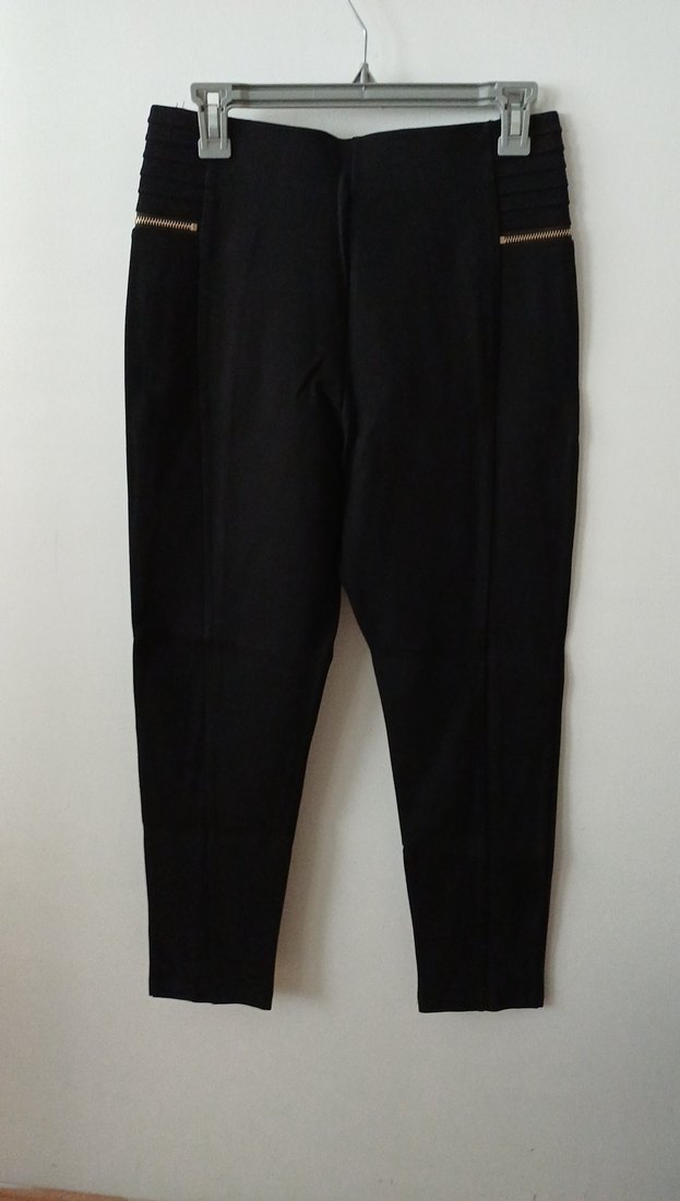 Zara Siyah Fermuarlı Midi Kadın Tayt - Görsel 2