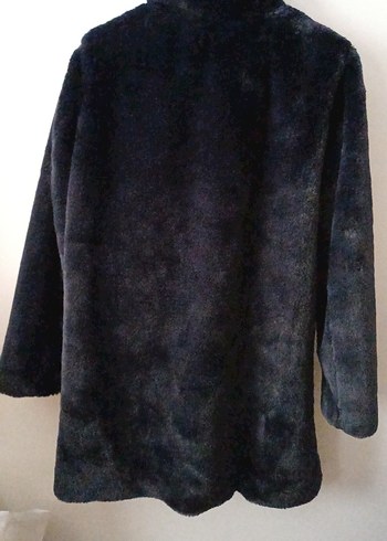 Lacivert Midi Kadın Suni Kürk Kaban - Görsel 2