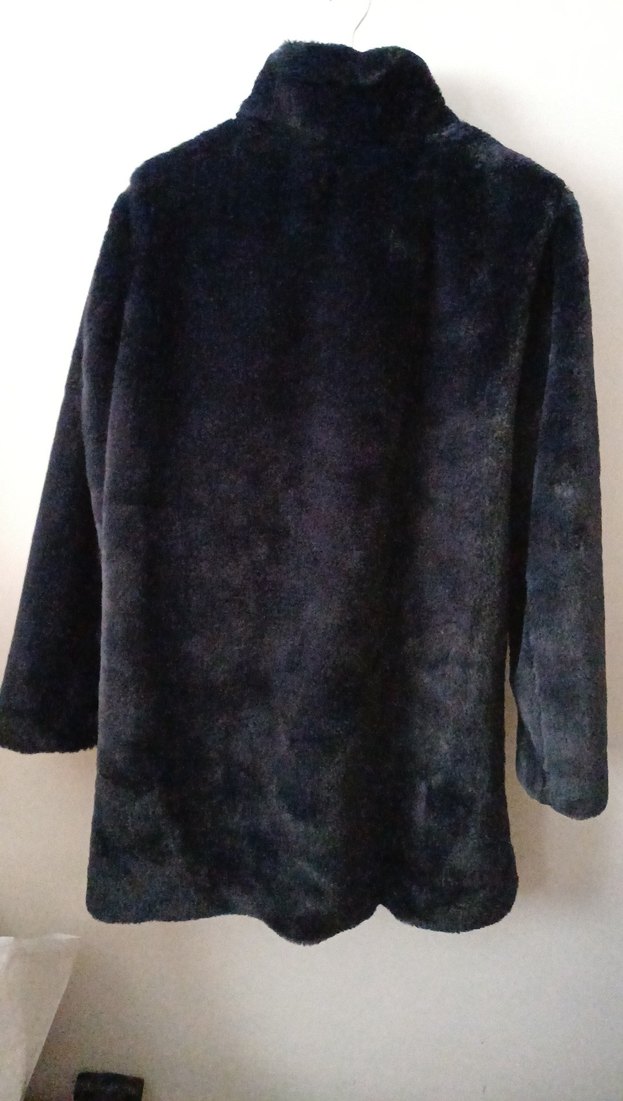 Lacivert Midi Kadın Suni Kürk Kaban - Görsel 2