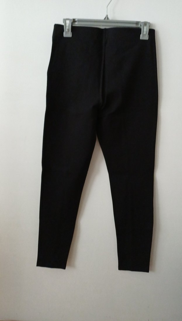 Siyah Fermuarlı Dar Kesim Kumaş tayt - Görsel 2