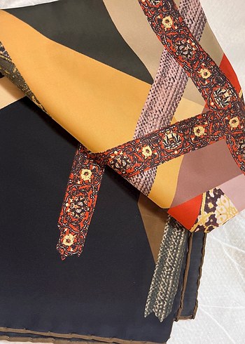 Bohem Tarz Kahverengi Desenli eşarp - Görsel 14