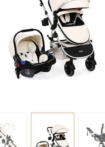 Beyaz Çok Fonksiyonlu Bebek Arabası - Görsel 3