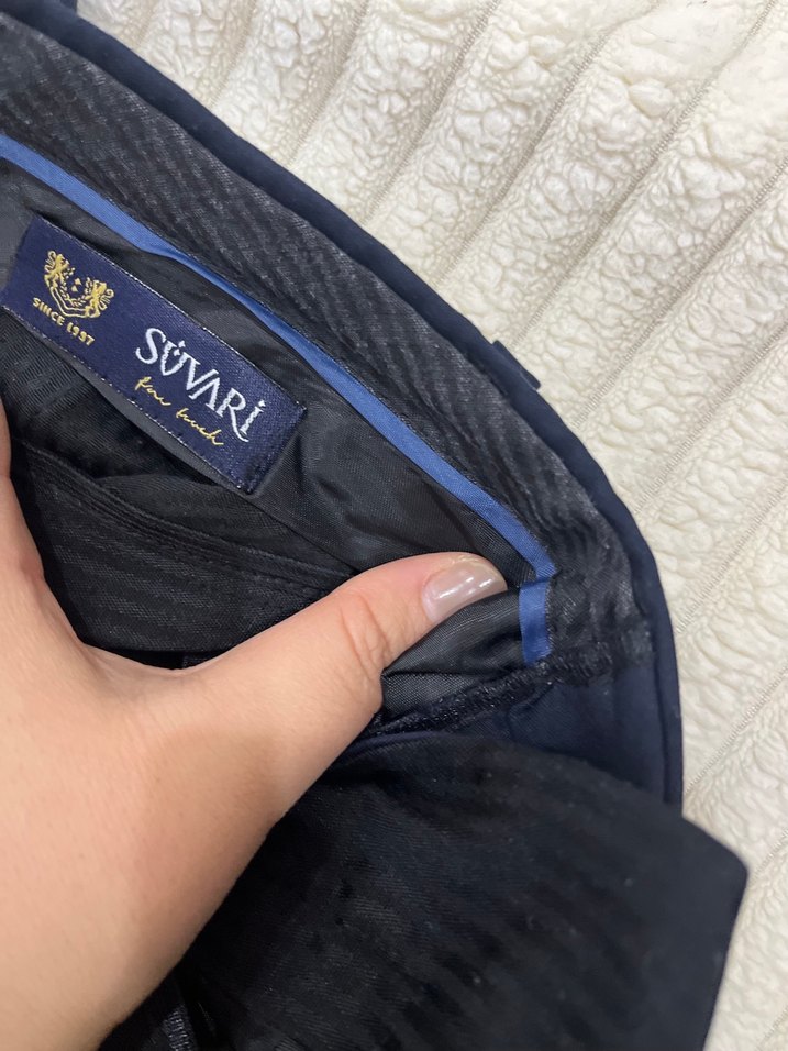 Lacivert  adam Pilili Kumaş Pantolon - Görsel 3