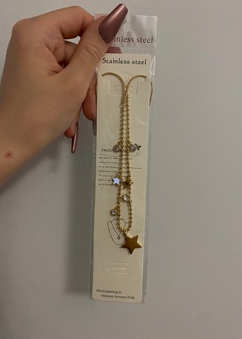 Yıldız Detaylı Altın Renk Zincirli Kadın El Zinciri - Görsel 2