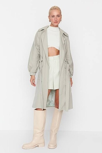 trendyolmilla açık haki oversize trençkot