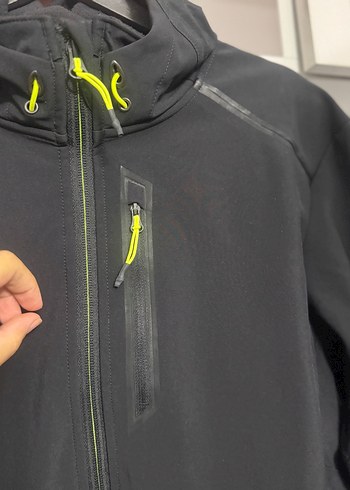 l Beden Erkek Siyah Fermuarlı Kayak Ceketi
