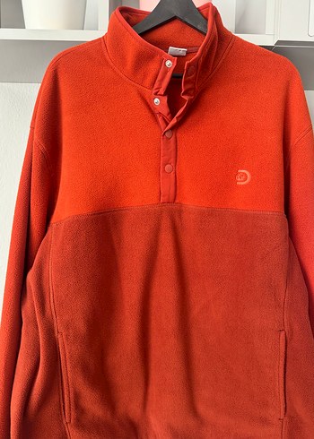 Çıtçıtlı Koyu Kırmızı Erkek Polar Sweatshirt