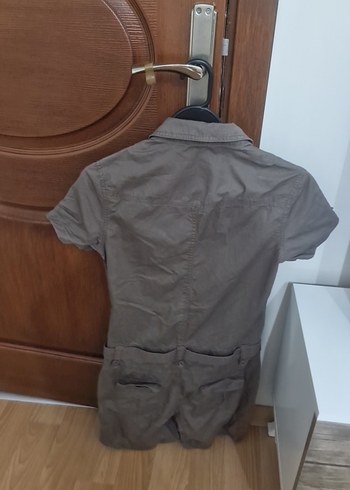 Diğer Gri Kısa Kollu Kemerli Kadın Tulum