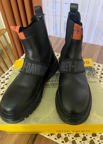 Harley Siyah Kadın Biker Botlar, Tokalı, Kalın Topuklu - Görsel 5