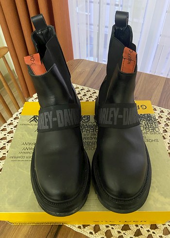 Harley Siyah Kadın Biker Botlar, Tokalı, Kalın Topuklu - Görsel 4