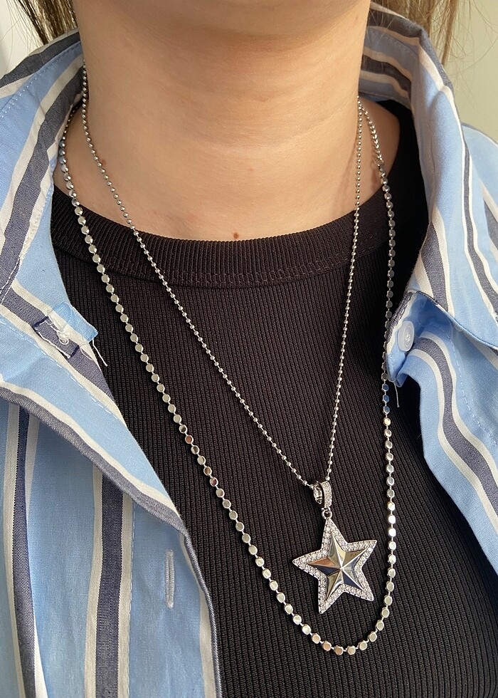 Çelik Yıldız Kolye - Görsel 2