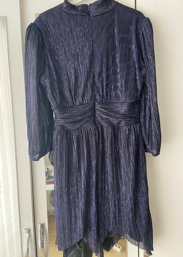 Zikzak kesimli Lacivert Elbise - Görsel 3