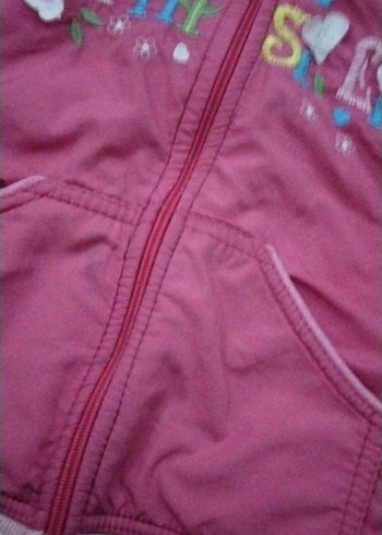 Kız Çocuk Kapüşonlu Nakışlı Fermuarlı Ceket - Görsel 3