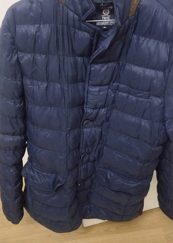 Mavi Parlak Erkek Midi Mont - Görsel 2