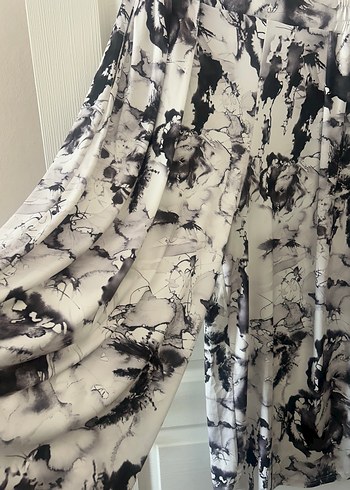 Gri Batik Desenli Salaş Uzun pantolo - Görsel 3