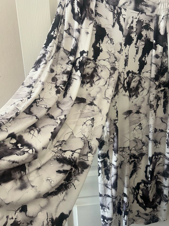 Gri Batik Desenli Salaş Uzun pantolo - Görsel 3