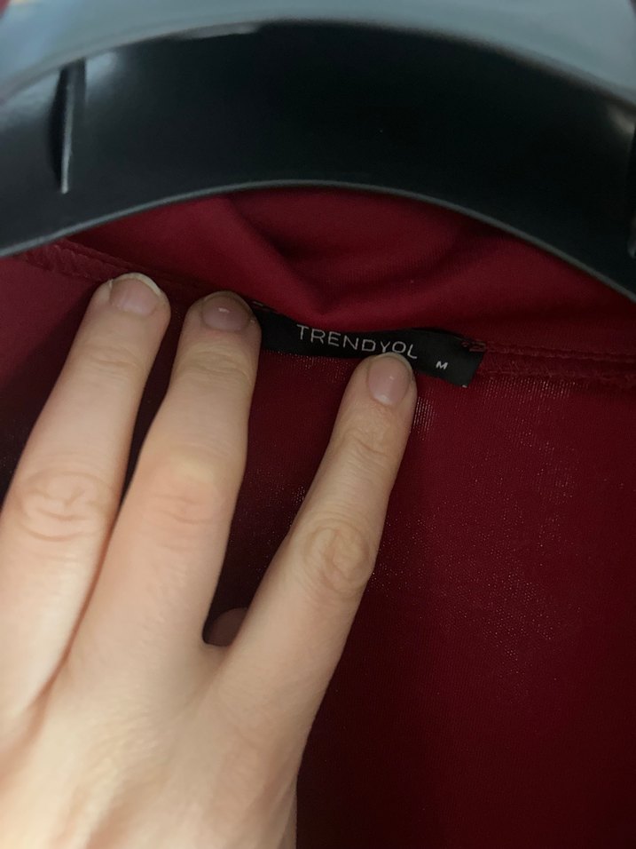 Koyu Kırmızı Fermuarlı Yüksek Yaka Sweatshirt - Görsel 3