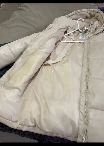 l Beden beyaz Renk Beyaz Oversize Midi Puff Mont