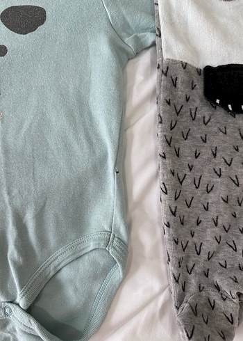 Zara ve koton Gri Baskılı Uzun Kollu Bebek Kız Body - Görsel 3