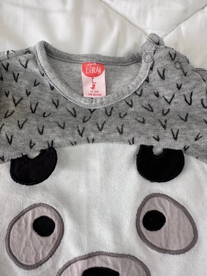 Zara ve koton Gri Baskılı Uzun Kollu Bebek Kız Body - Görsel 4