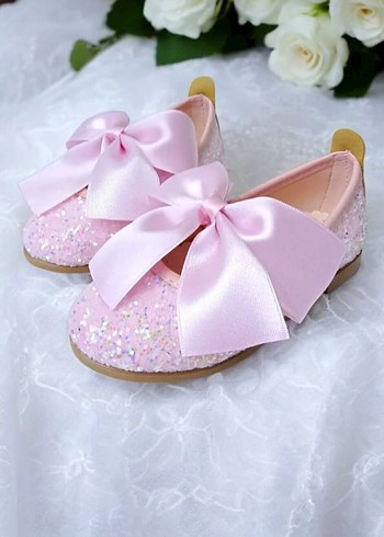 Pembe Simli Kız Çocuk Babet Ayakkabı - Görsel 3