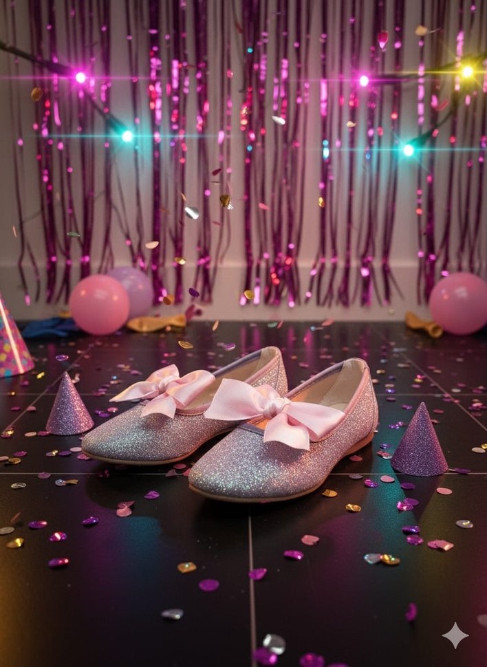 Pembe Simli Kız Çocuk Babet Ayakkabı - Görsel 2