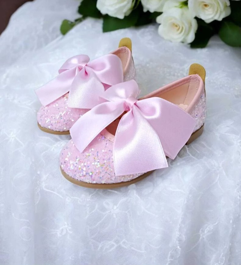 Pembe Simli Kız Çocuk Babet Ayakkabı - Görsel 3