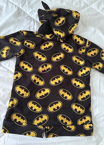 Kapüşonlu, Düğmeli Batman Baskılı Sweatshirt - Görsel 3