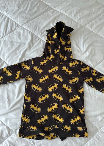 Kapüşonlu, Düğmeli Batman Baskılı Sweatshirt - Görsel 2