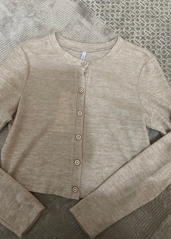 Düğmeli Bej Hamile Hırka - Görsel 3