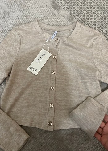 Düğmeli Bej Hamile Hırka - Görsel 5