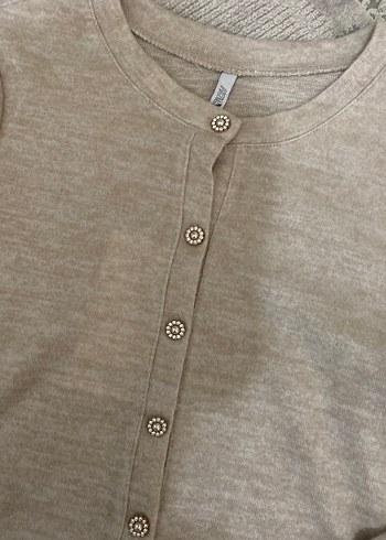 Düğmeli Bej Hamile Hırka - Görsel 2