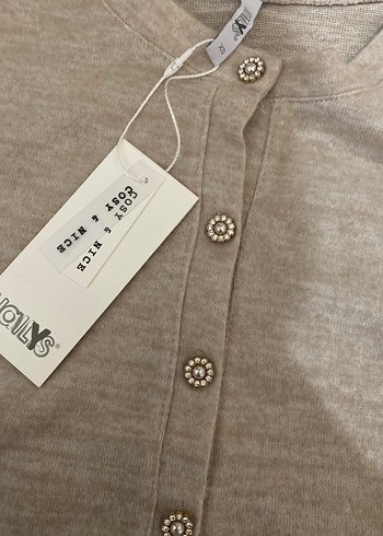 Düğmeli Bej Hamile Hırka - Görsel 6