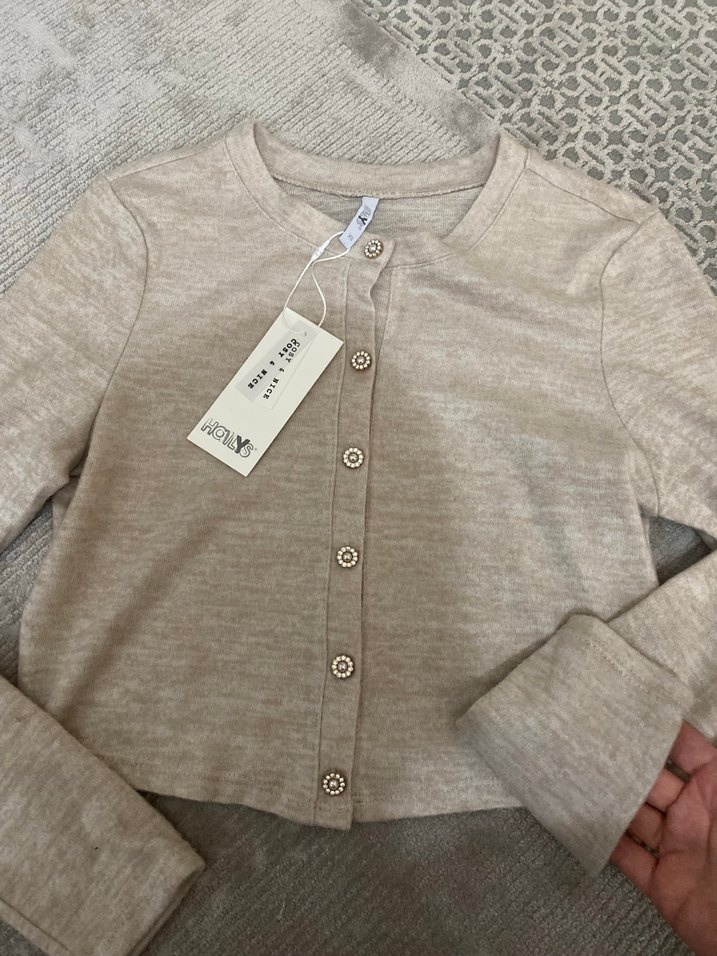 Düğmeli Bej Hamile Hırka - Görsel 5