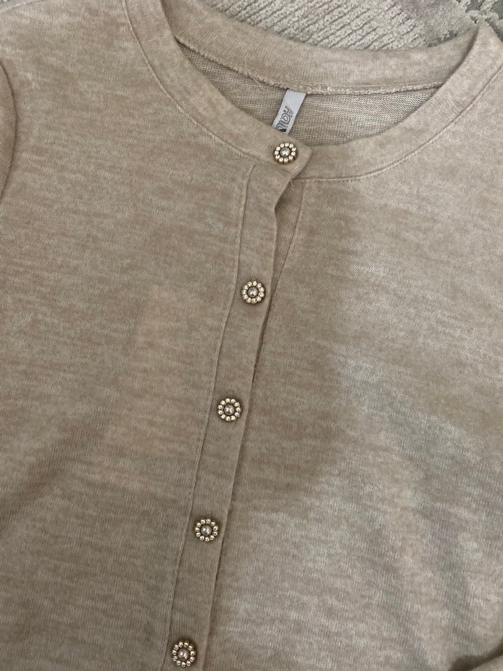 Düğmeli Bej Hamile Hırka - Görsel 2